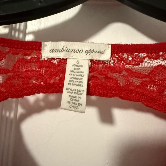 Ambiance Red Fitted 3/4 Sleeve Blouse with Cut Out - Picture 2 of 2